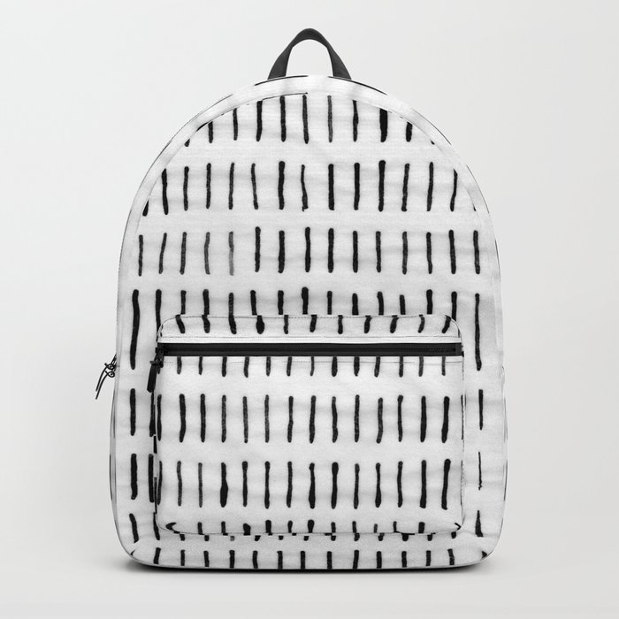 Black Ink Woodstock Pattern on White Backpack