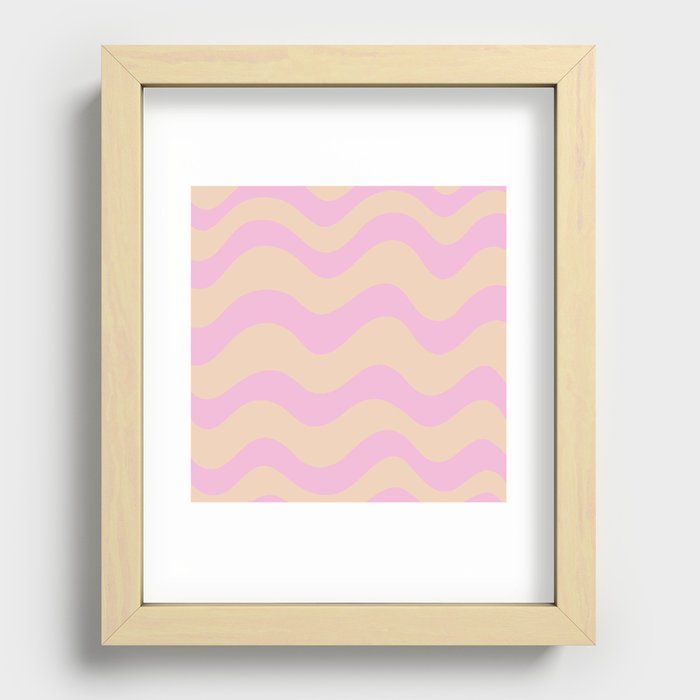 Retro Candy Waves - Soft pink and beige Recessed Framed Print
