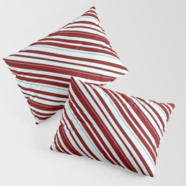 [ Thumbnail: Light Cyan & Maroon Colored Lined/Striped Pattern Pillow Sham ]