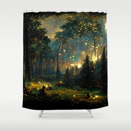 Walking through the fairy forest Shower Curtain