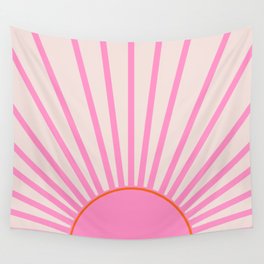 Le Soleil | 01 - Retro Sun Print Pink Aesthetic Preppy Decor Modern Abstract Sunshine Wall Tapestry