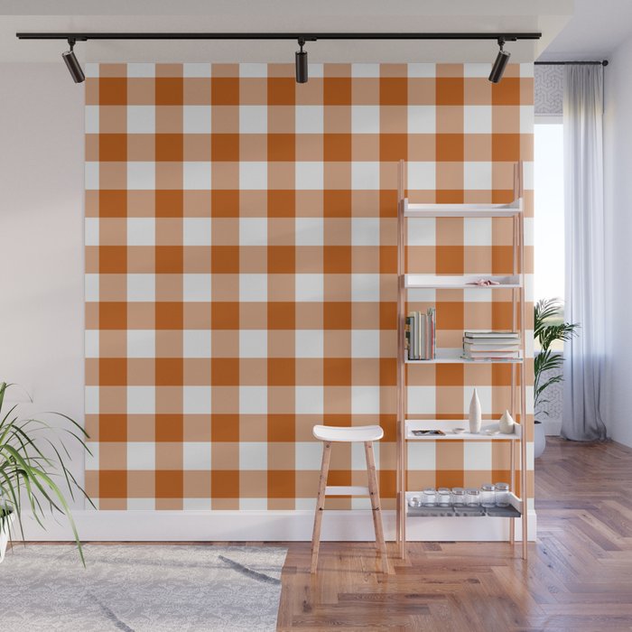 Classic Check - sienna brown Wall Mural