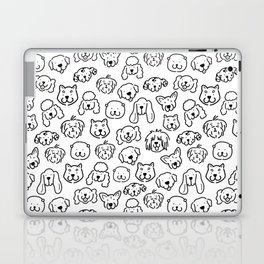 Cute Black and White Dog Lineart pattern Laptop Skin