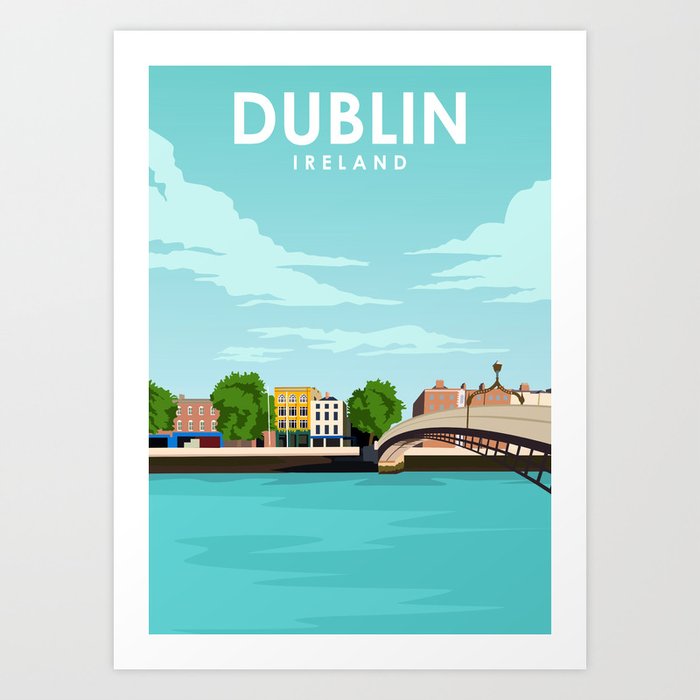 Dublin Ireland Vintage Travel Poster Art Print