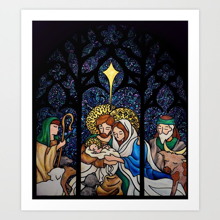 Nativity Stained Glass Art Print