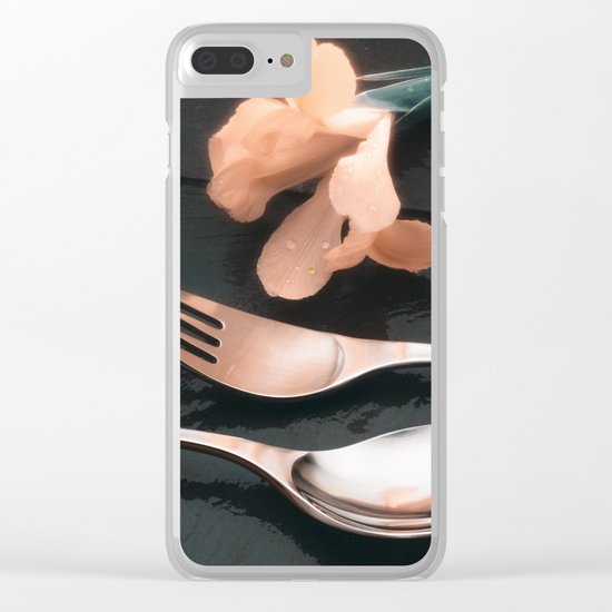 Flowers on Slate, variation 4 Clear iPhone Case