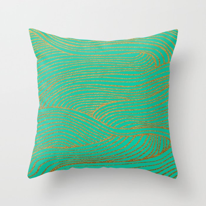 Wind Gold Turquoise Throw Pillow
