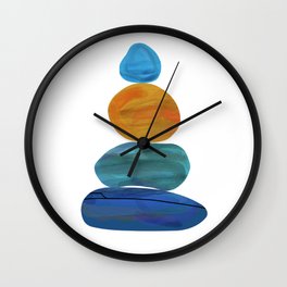 Coastal Chic Watercolour Stone Stack Meditation Wall Clock