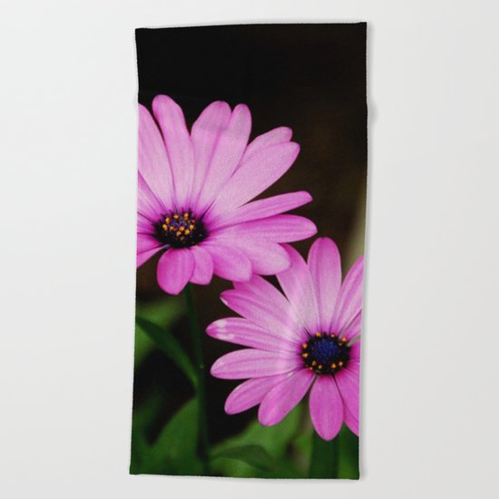 Pink Wild Flowers Beach Towel