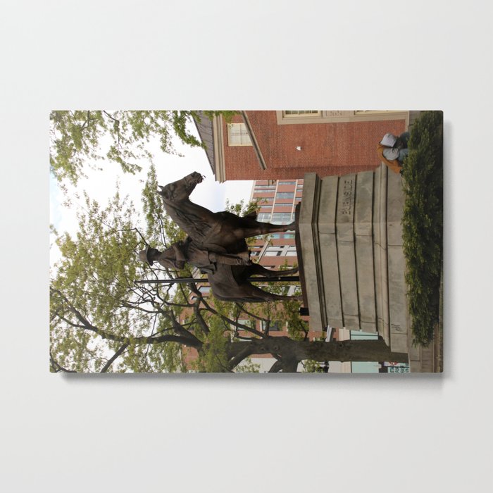STATUE OF HORSE AND MAN Metal Print