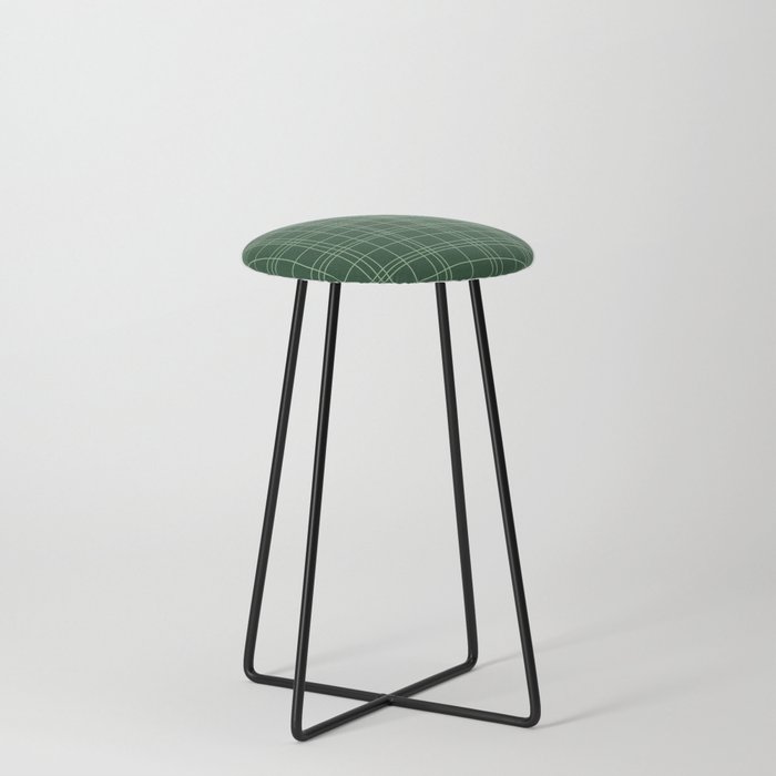 Abstract Plaid 3 green Counter Stool