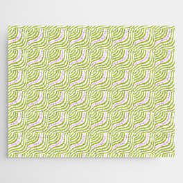 Green and Pastel Pink Stripes Shells Jigsaw Puzzle