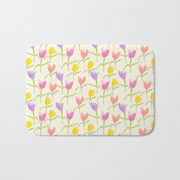 Waving tulips - colorful tulip pattern Bath Mat | Handdrawn, Graphicdesign, Flowerpattern, Drawing, Botanical, Floralpattern, Tulips, Floralillustration, Seamlessrepeat, Colorfulfloral 