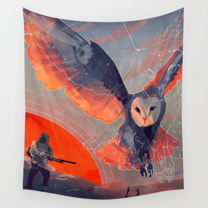 Owl Hunt Wall Tapestry