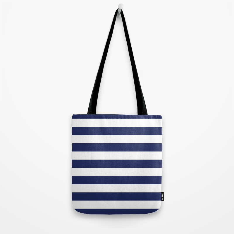 Navy and white striped handbag Clearance