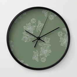 Olive green floral  Wall Clock