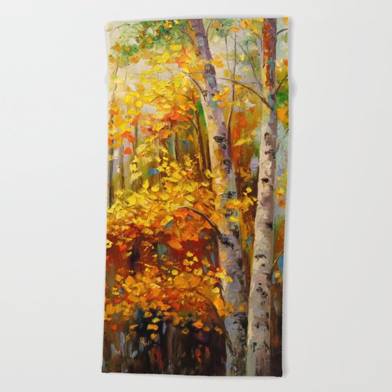 Birch trees Beach Towel