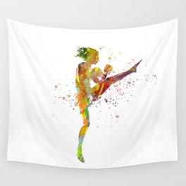 Muay thai karate in watercolor Wall Tapestry