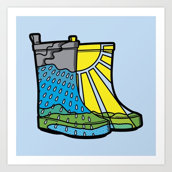 Rainy Day Boots Art Print