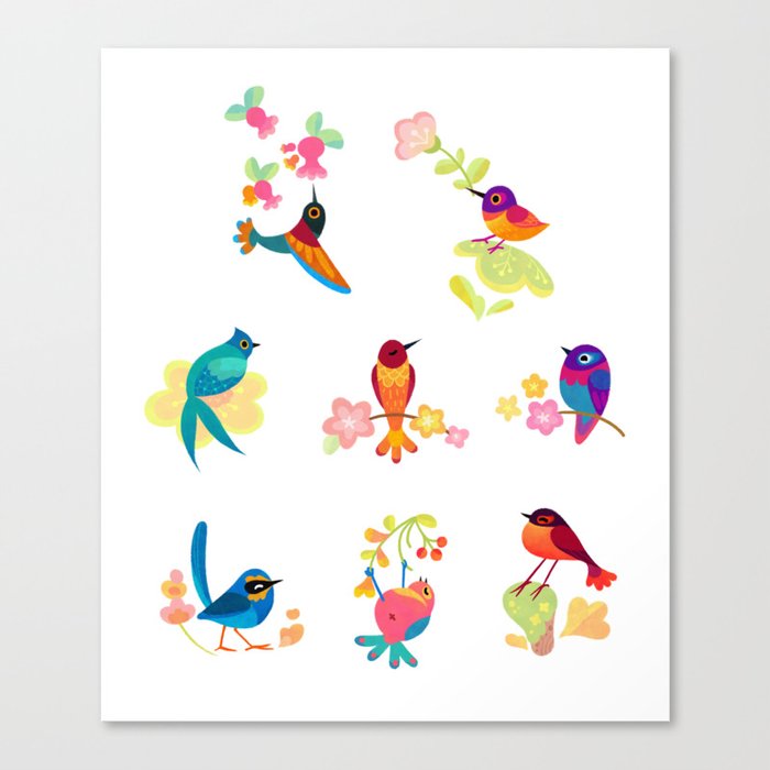 Flower and bird Canvas Print