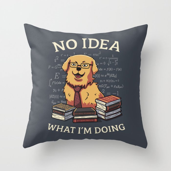 No Idea What Im Doing // Golden Retriever, Smart Doggo, Scientist Throw Pillow