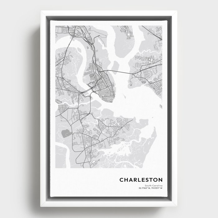 Charleston South Carolina Map, Charleston Map, Minimalist Map