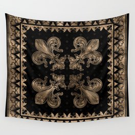 Fleur-de-lis - Black and Gold #2 Wall Tapestry
