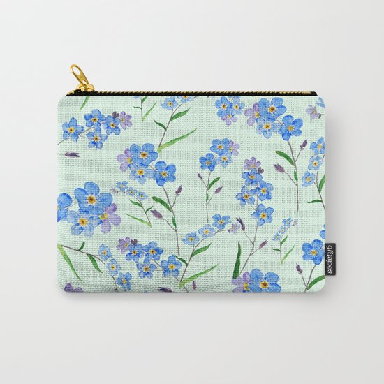forget me not in green background Carry-All Pouch