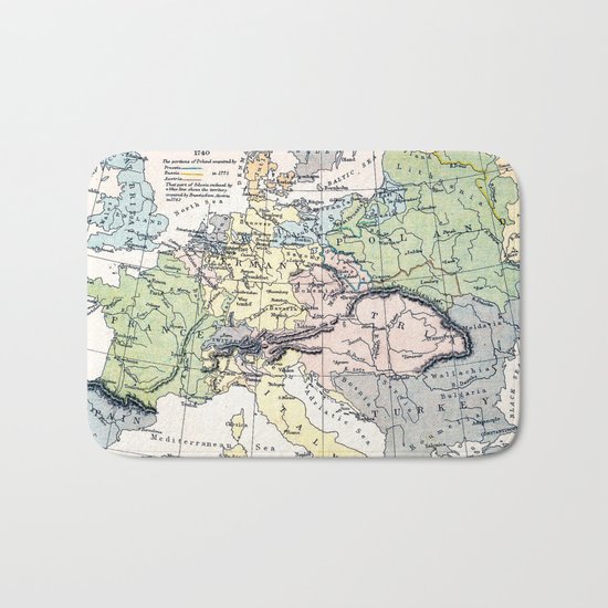 Europe in 1740 - Vintage Map Collection Bath Mat
