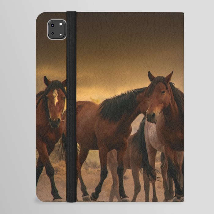 Wild Horses 0770 - Smoky Sunset Backdrop iPad Folio Case