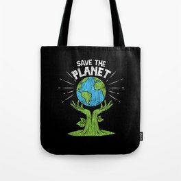 Retro Vintage Save Our Planet Plant Tree Earth Day Tote Bag