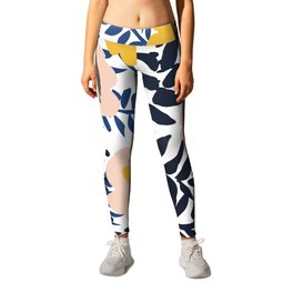 Outdoor: florals matching to design for a happy life Leggings | Leafs, Toned Downcolors, Flowers, Outdoor, Graphicdesign, Yellow, Rose, Nature, Modern, Mustard 