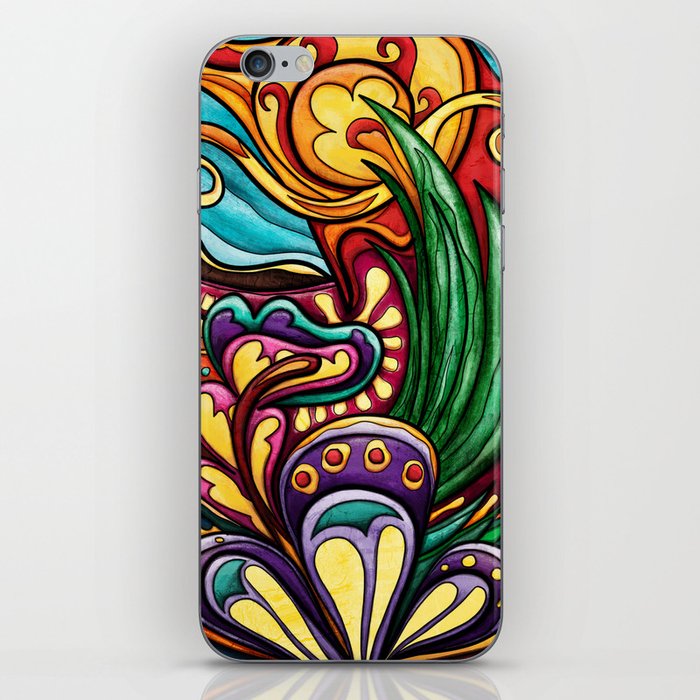 Colorful abstract landscape painting, cheerful hippie town art iPhone Skin