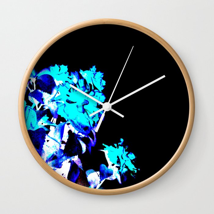 Aqua Turquoise Blue Inverted Floral Wall Clock