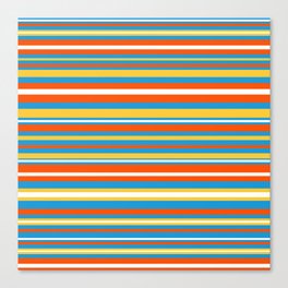 Retro Modern Stripes Orange Blue Yellow White Canvas Print