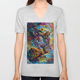 Colorful Mosaic V Neck T Shirt