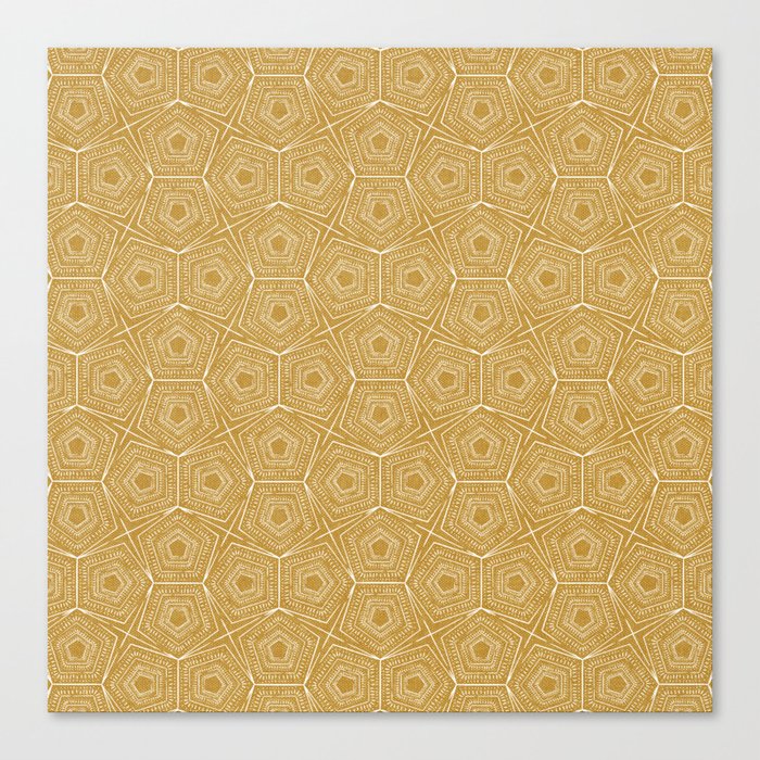 pentagon and stars - mustard Canvas Print