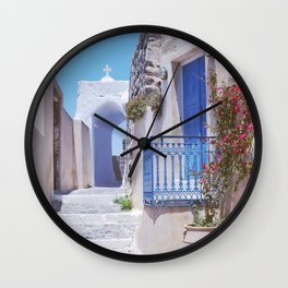 Santorini, Greece in pastel tones - Fine Art Travel Photography Wall Clock