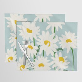 Flower Market - Oxeye daisies Placemat | Typography, Blue, Abstract, Botanical, Painting, Minimal, Market, Digital, Cottagecore, Daisies 