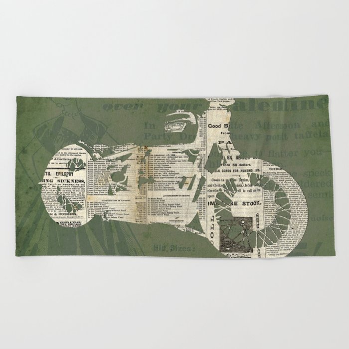 Motorcycle On Newspaper News Collage Art Decoration Man Cave Bike Cut Beach Towel By Drawspots Motorcycle On Newspaper News Collage Art Decoration Man Cave Bike Cut Beach Towel By Drawspots