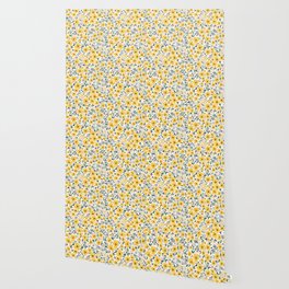 Seamless floral pattern, Small yellow flowers. White background. Modern floral pattern.  Wallpaper