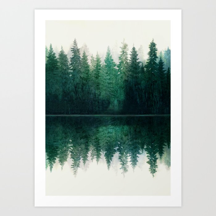 Reflection Kunstdrucke | Gemälde, Digital, Aquarell, Forest, Pine, Baum, Bäume, Landscape, Pflanze, Abstrakt