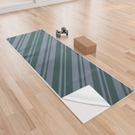 [ Thumbnail: Slate Gray and Dark Slate Gray Colored Stripes Pattern Yoga Towel ]