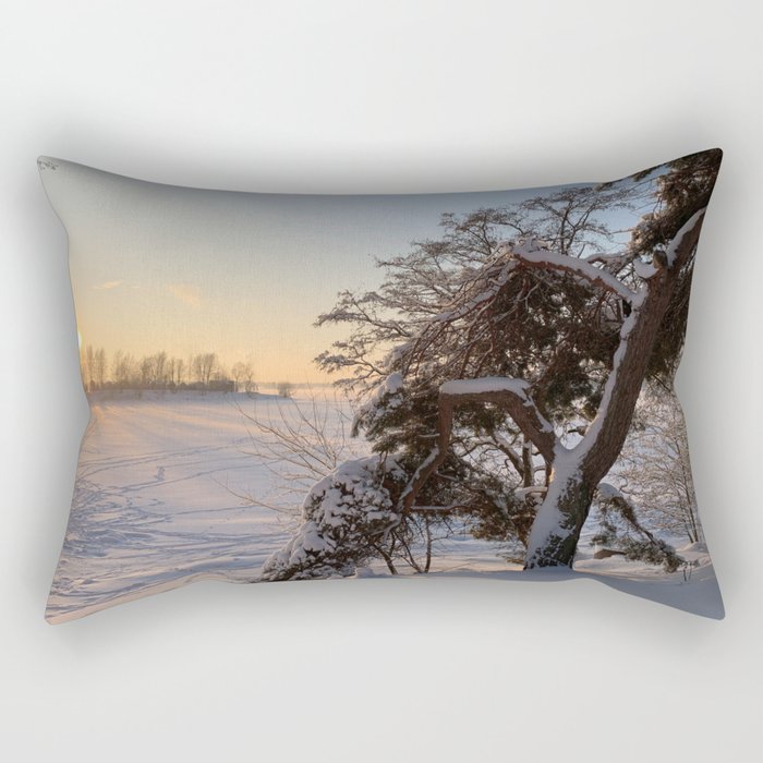 Sunset in the Winter Forest  Rectangular Pillow