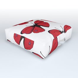 Red butterfly Spring Art Outdoor Floor Cushion