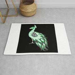 peacock the royal bird in ecopop totonac mexican art  Area & Throw Rug