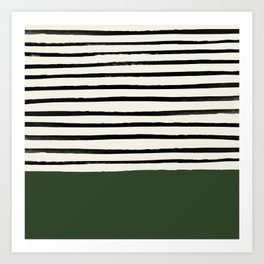Forest Green x Stripes Art Print