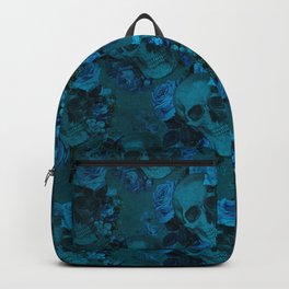 Blue Floral Skulls Backpack