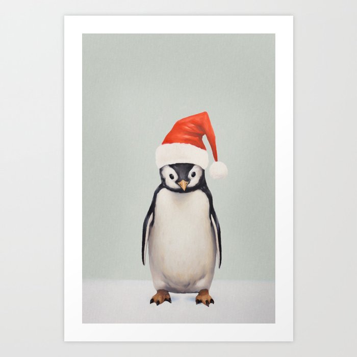 Santa Penguin Art Print