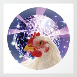 Disco chicken - Retro Vintage Funny  Art Print